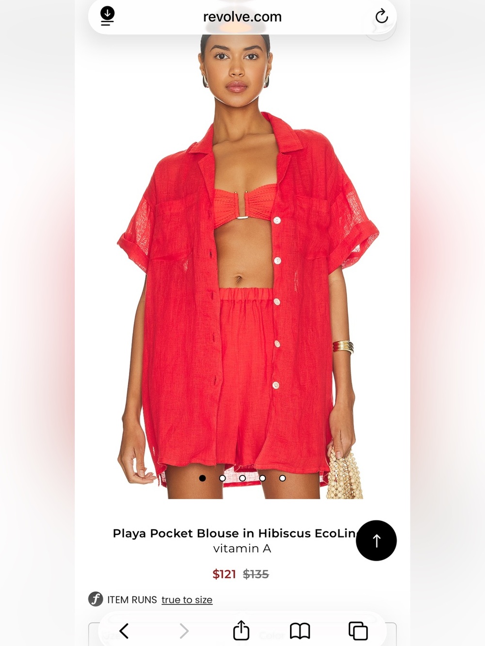 EUC Set: Vitamin A Hibiscus Red Playa Pocket Blouse and Tallows Shorts XS